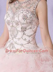 Stunning Baby Pink Scoop Lace Up Lace Quinceanera Dresses Sleeveless