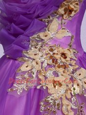 Latest One Shoulder Floor Length Ball Gowns Sleeveless Purple Vestidos de Quinceanera Lace Up