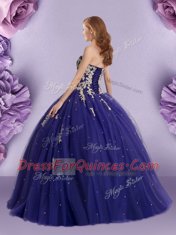 Unique Floor Length Navy Blue Vestidos de Quinceanera Sweetheart Sleeveless Lace Up