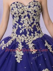 Unique Floor Length Navy Blue Vestidos de Quinceanera Sweetheart Sleeveless Lace Up