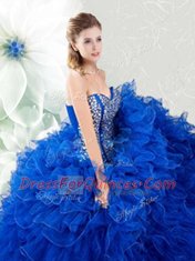 Organza Sleeveless Floor Length Sweet 16 Dress and Beading and Ruffles
