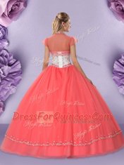 Fabulous Floor Length Watermelon Red Quince Ball Gowns Sweetheart Sleeveless Lace Up