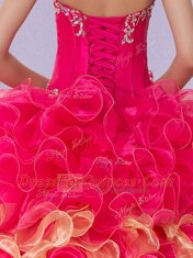 Unique Multi-color Sweetheart Lace Up Beading and Ruffles Sweet 16 Dresses Sleeveless