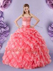 Sweetheart Sleeveless Organza Quinceanera Gowns Lace Lace Up