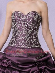 Taffeta Sweetheart Sleeveless Lace Up Embroidery and Pick Ups Sweet 16 Dresses in Purple