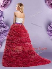 Perfect Wine Red Ball Gowns Sweetheart Sleeveless Tulle Floor Length Lace Up Lace and Ruffled Layers Quince Ball Gowns