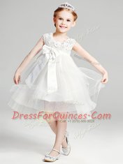 Fabulous Scoop Sleeveless Appliques and Bowknot Zipper Toddler Flower Girl Dress