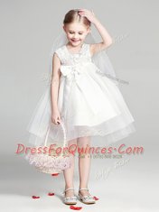 Fabulous Scoop Sleeveless Appliques and Bowknot Zipper Toddler Flower Girl Dress