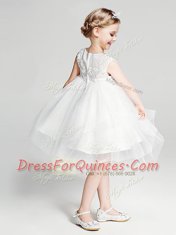 Fabulous Scoop Sleeveless Appliques and Bowknot Zipper Toddler Flower Girl Dress