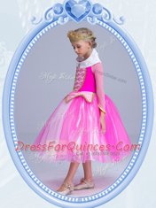 Hot Pink Scoop Neckline Beading Flower Girl Dresses Long Sleeves Side Zipper