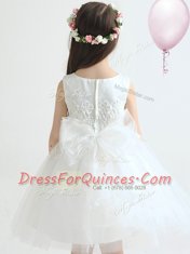 Fantastic Scoop White Sleeveless Tulle Zipper Flower Girl Dresses for Party and Quinceanera and Wedding Party