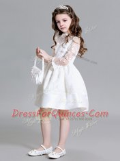 High-neck Long Sleeves Lace Flower Girl Dresses Lace Zipper