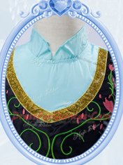 Affordable Royal Blue Taffeta and Tulle Zipper High-neck Long Sleeves Floor Length Flower Girl Dresses Embroidery