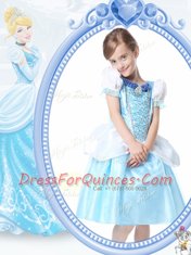 Scoop Clasp Handle Organza Short Sleeves Knee Length Flower Girl Dress and Beading