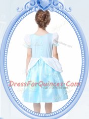 Scoop Clasp Handle Organza Short Sleeves Knee Length Flower Girl Dress and Beading