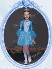 Discount Sequins Empire Flower Girl Dresses Teal Scoop Taffeta and Tulle Long Sleeves Mini Length Side Zipper