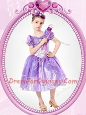 Short Sleeves Beading and Bowknot Clasp Handle Toddler Flower Girl Dress