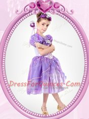 Short Sleeves Beading and Bowknot Clasp Handle Toddler Flower Girl Dress