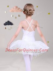 Classical White A-line Appliques Flower Girl Dresses Criss Cross Lace Sleeveless Mini Length