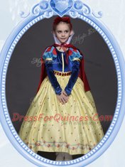 Scoop Yellow A-line Bowknot and Belt Flower Girl Dress Side Zipper Printed Short Sleeves Ankle Length