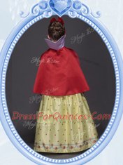 Scoop Yellow A-line Bowknot and Belt Flower Girl Dress Side Zipper Printed Short Sleeves Ankle Length