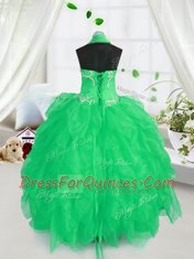 Clearance Apple Green Halter Top Lace Up Appliques and Ruffles Flower Girl Dress Sleeveless