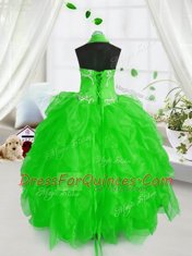Captivating Ball Gowns Little Girls Pageant Dress Halter Top Organza Sleeveless Floor Length Lace Up