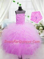 Hot Sale Hot Pink Scoop Zipper Beading and Appliques Girls Pageant Dresses Sleeveless