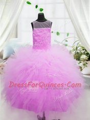 Hot Sale Hot Pink Scoop Zipper Beading and Appliques Girls Pageant Dresses Sleeveless