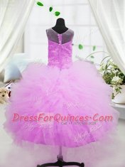 Hot Sale Hot Pink Scoop Zipper Beading and Appliques Girls Pageant Dresses Sleeveless