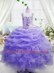 Glorious Sleeveless Beading and Ruffles and Pick Ups Zipper Child Pageant Dress