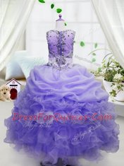 Glorious Sleeveless Beading and Ruffles and Pick Ups Zipper Child Pageant Dress