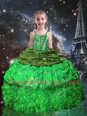 Glorious Beading and Ruffles and Pick Ups Kids Formal Wear Lace Up Sleeveless Floor Length