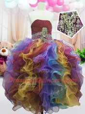 Ideal Strapless Sleeveless Zipper Little Girl Pageant Gowns Multi-color Organza
