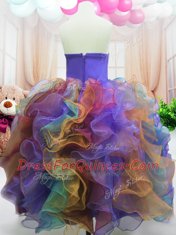 Ideal Strapless Sleeveless Zipper Little Girl Pageant Gowns Multi-color Organza