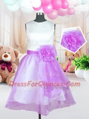 Noble Lilac Scoop Zipper Hand Made Flower Toddler Flower Girl Dress Sleeveless