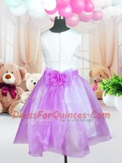 Noble Lilac Scoop Zipper Hand Made Flower Toddler Flower Girl Dress Sleeveless