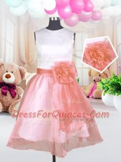 Extravagant Scoop Sleeveless Hand Made Flower Zipper Flower Girl Dresses for Less