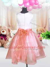 Extravagant Scoop Sleeveless Hand Made Flower Zipper Flower Girl Dresses for Less