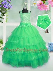 Most Popular Sleeveless Beading and Ruffled Layers Floor Length Flower Girl Dresses for Less