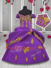 Sumptuous Straps Sleeveless Lace Up Flower Girl Dress Lilac Satin