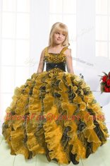 Multi-color Sleeveless Organza Lace Up Little Girl Pageant Gowns for Quinceanera