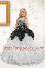 Silver Straps Lace Up Beading and Pick Ups Kids Formal Wear Sleeveless