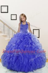 Halter Top Sleeveless Beading and Ruffles Lace Up Little Girls Pageant Dress Wholesale