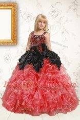 Spectacular Sleeveless Beading and Ruffles Lace Up Toddler Flower Girl Dress