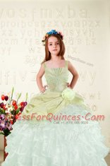 Shining Ruffled Floor Length Ball Gowns Sleeveless Yellow Green Little Girls Pageant Dress Wholesale Lace Up