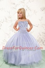 Delicate Grey Strapless Lace Up Beading Little Girl Pageant Dress Sleeveless