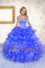 Clearance Sleeveless Beading and Ruffles and Pick Ups Lace Up Toddler Flower Girl Dress