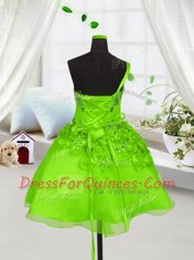 One Shoulder Sleeveless Lace Up Little Girls Pageant Dress Wholesale Organza