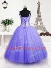Fitting Sleeveless Beading and Sequins Lace Up Little Girls Pageant Dress